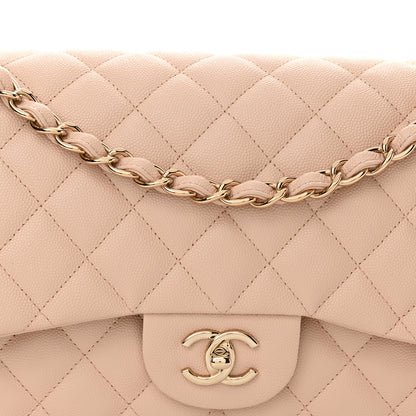 Chanel Caviar Quilted Jumbo Double Flap Light Beige 8 of 12
