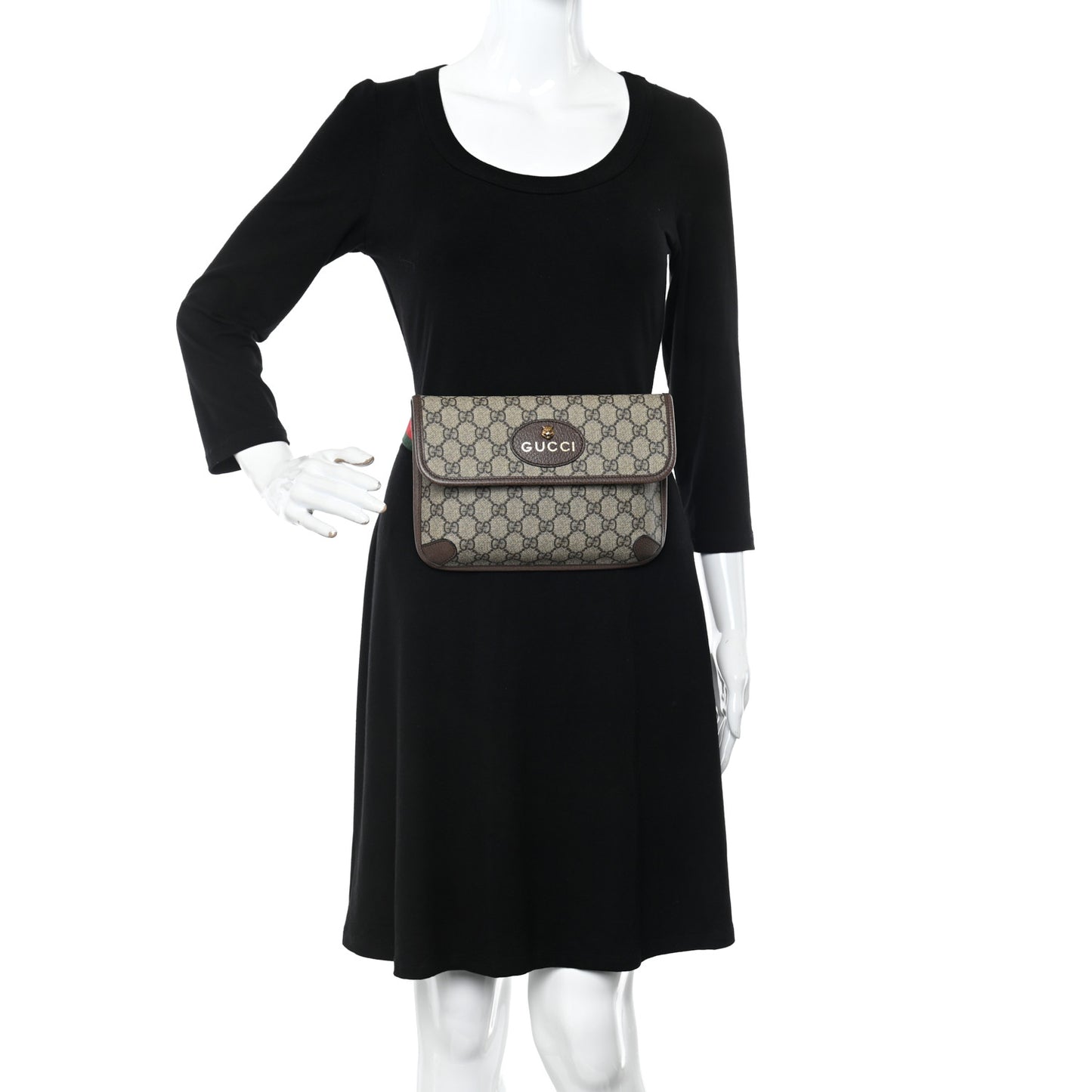 GG Supreme Monogram Neo Vintage Web Belt Bag Brown