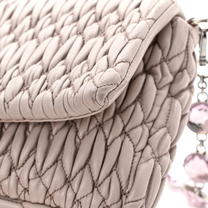 Miu Miu Nappa Matelasse Crystal Flap Clutch Pomice 13 of 17