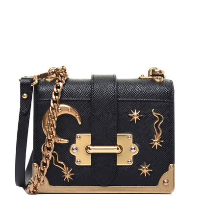 Prada Saffiano Astrology Mini Cahier Bag Black 1 of 10