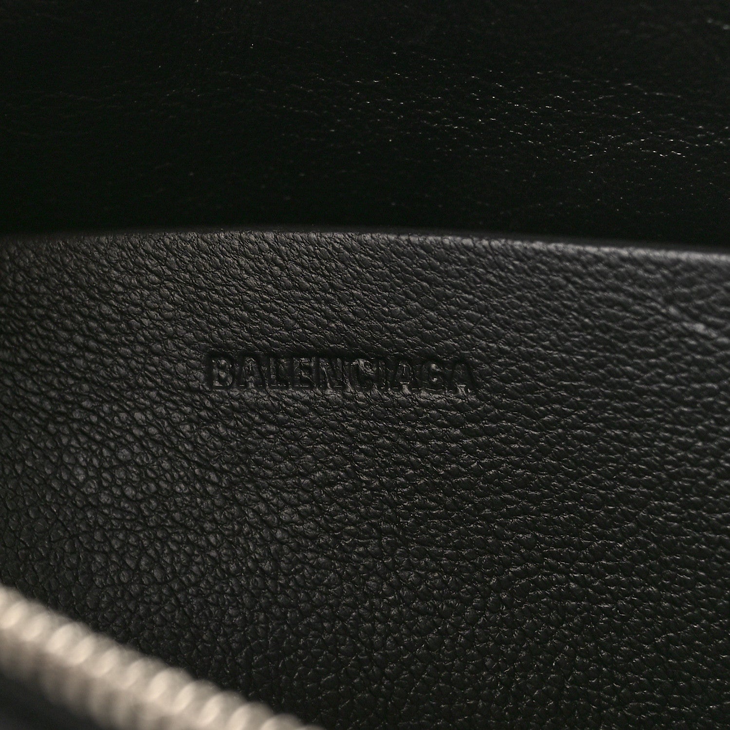 Balenciaga Semi Matte Calfskin Logo Crocodile Embossed Cash Gusseted Pouch Black White 6 of 8