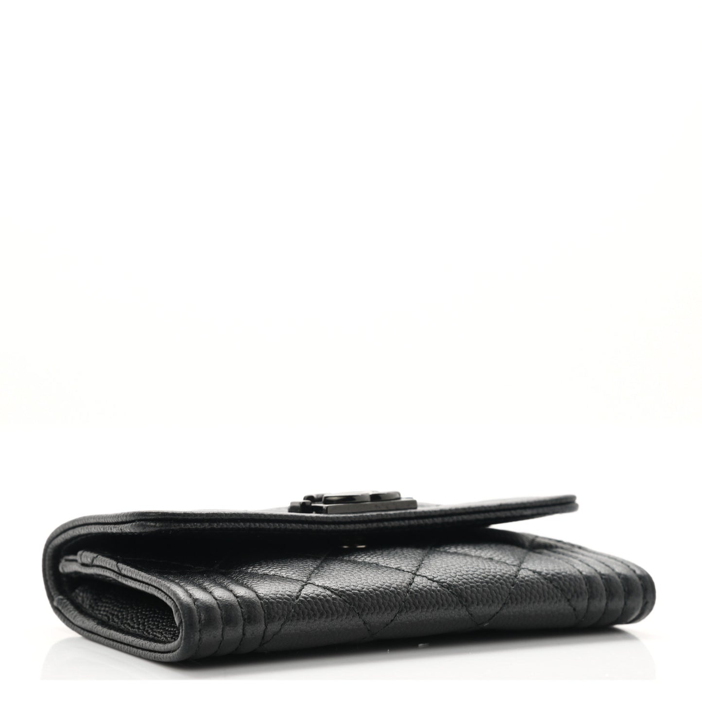Caviar Quilted Boy Flap Card Holder So Black