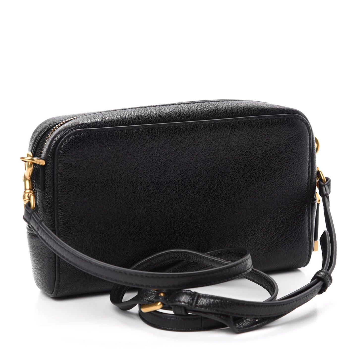 Goatskin Double Saddle Pouch Black