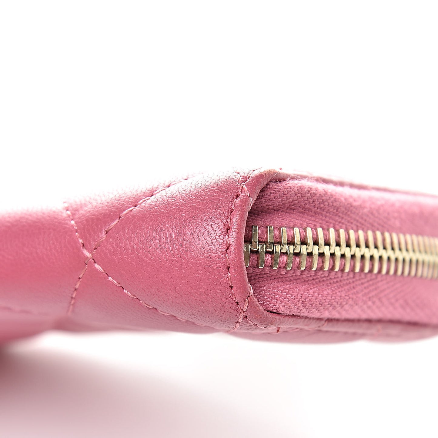 Lambskin Quilted Zip Around Coin Purse Wallet Pink