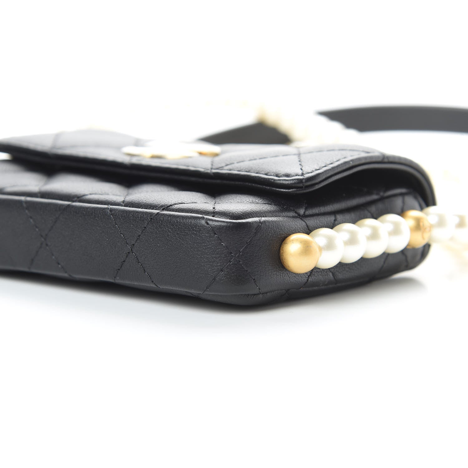Chanel Calfskin Quilted About Pearls Card Holder Flap With Chain Black 11 of 13