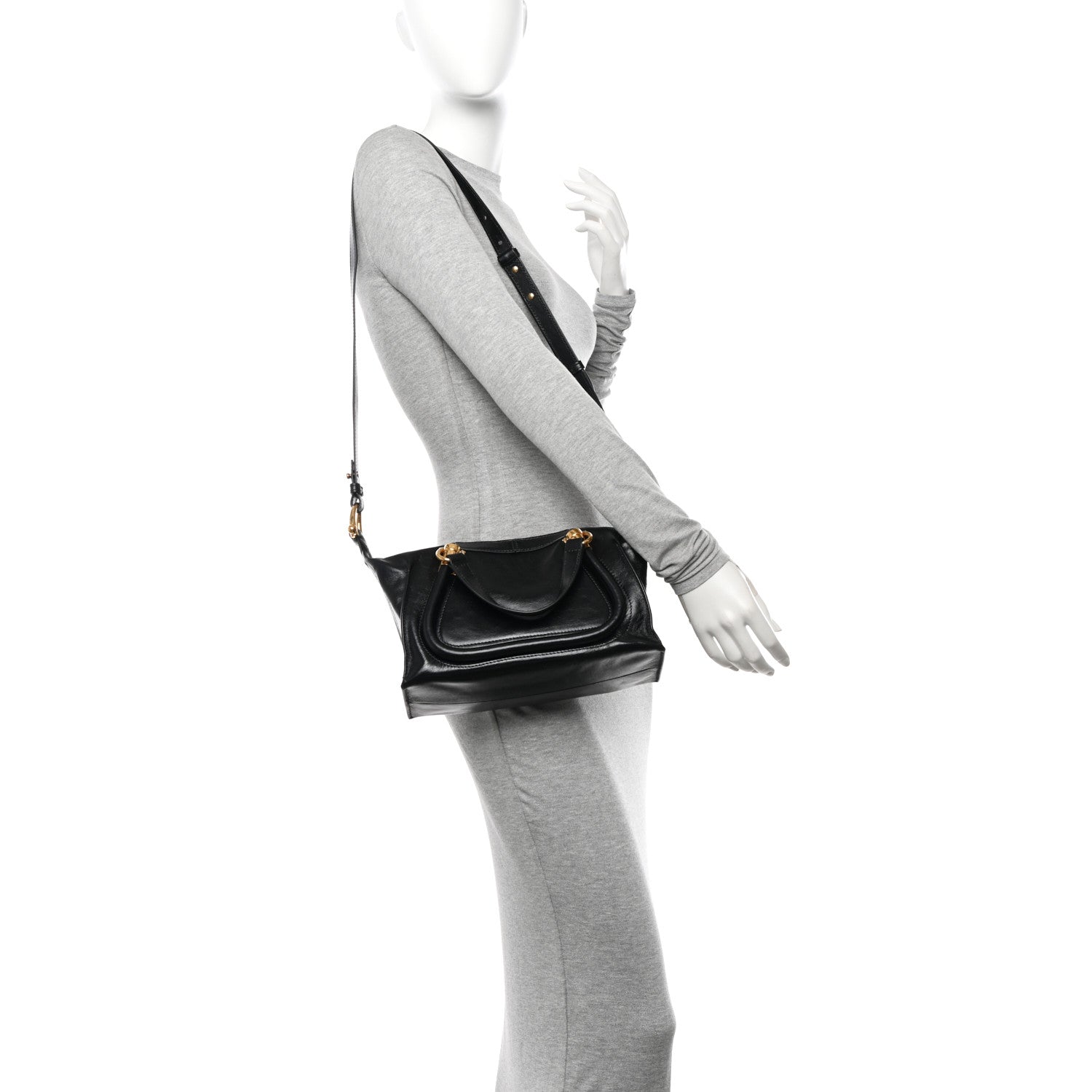 Chloe Natural Shiny Calfskin Small Paraty 24 Bag Black 2 of 10