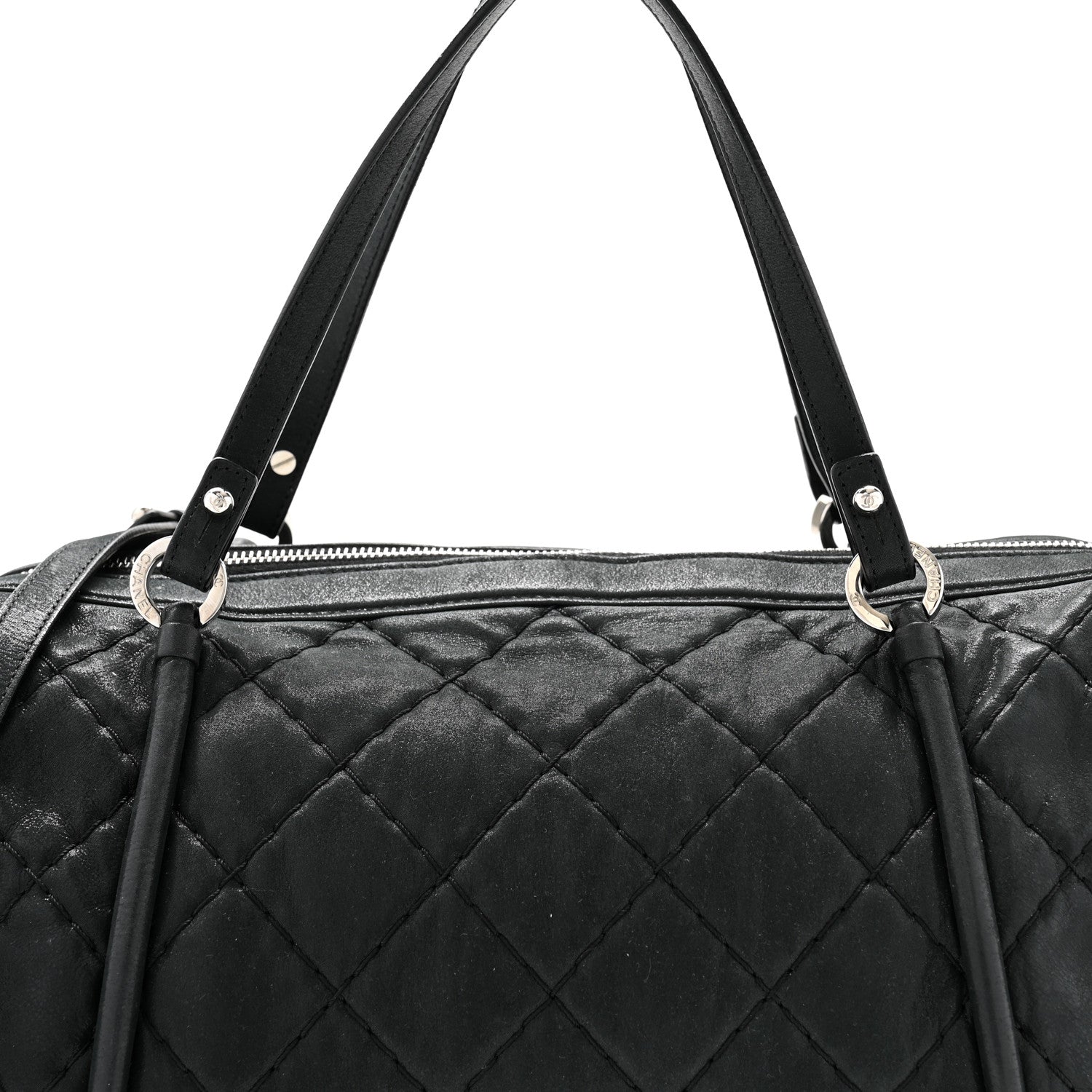Chanel Iridescent Calfskin Quilted Relax CC Bowler Bag Black 8 of 12