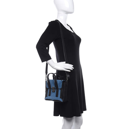 3.1 Phillip Lim Suede Calfskin Mini Pashli Satchel Blue Black 2 of 8