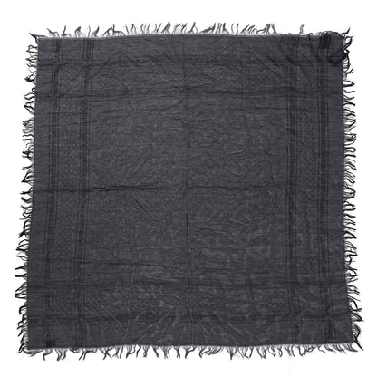 Gucci Wool Silk GG Monogram Diamante Plaid Surviee Shawl Graphite Black 1 of 3