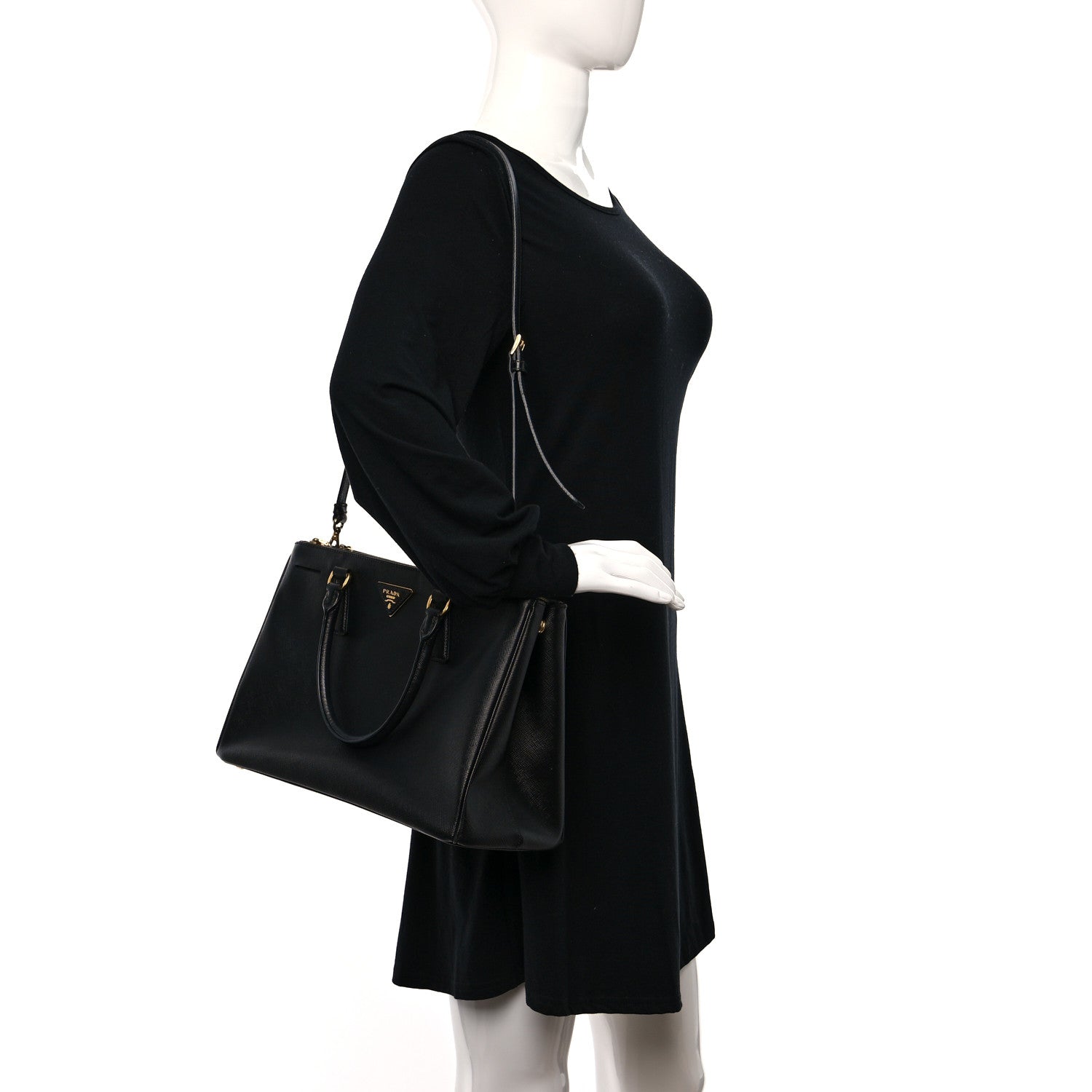 Prada Saffiano Medium Galleria Double Zip Tote Black 2 of 8