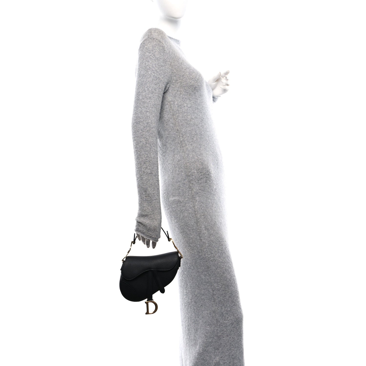 Christian Dior Grained Calfskin Mini Saddle Bag Black 2 of 11