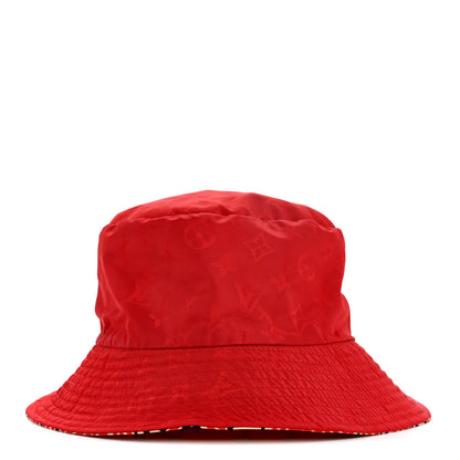 Louis Vuitton Nylon Canvas Monogram Giant Crafty Reversible Bucket Hat M Creme Rouge 3 of 14