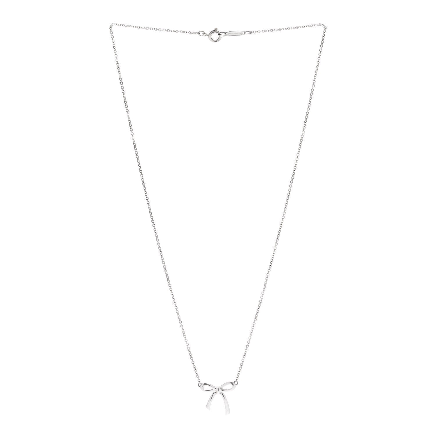Tiffany Sterling Silver Small Bow Pendant Necklace 3 of 5