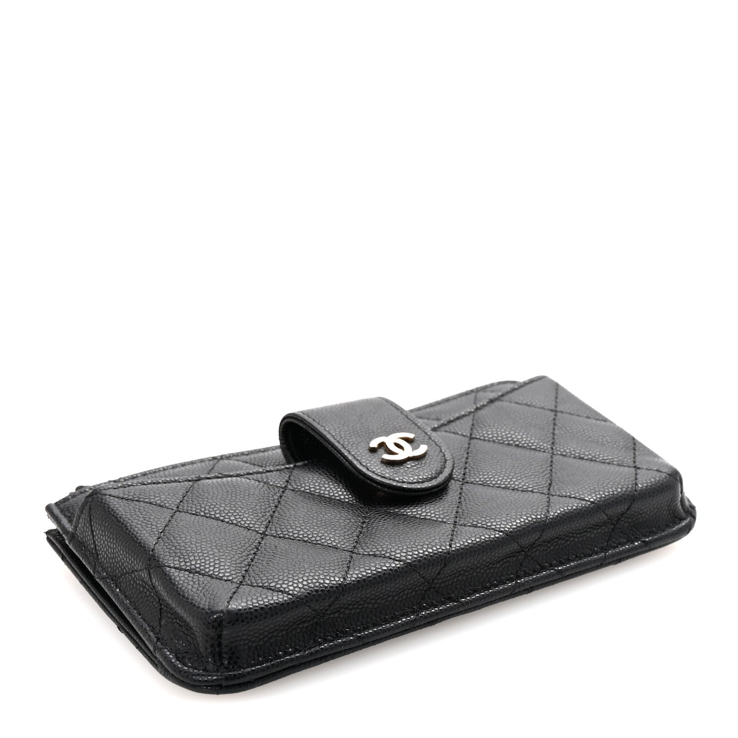 Chanel Caviar Quilted Phone Holder Zip Clutch Black 4 of 7