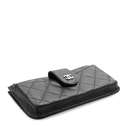 Chanel Caviar Quilted Phone Holder Zip Clutch Black 4 of 7