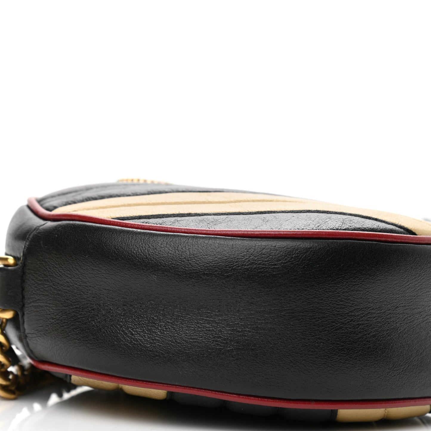 Azalea Calfskin Matelasse Diagonal Patchwork Mini Torchon GG Marmont Round Shoulder Bag Black Beige Romantic Cerise