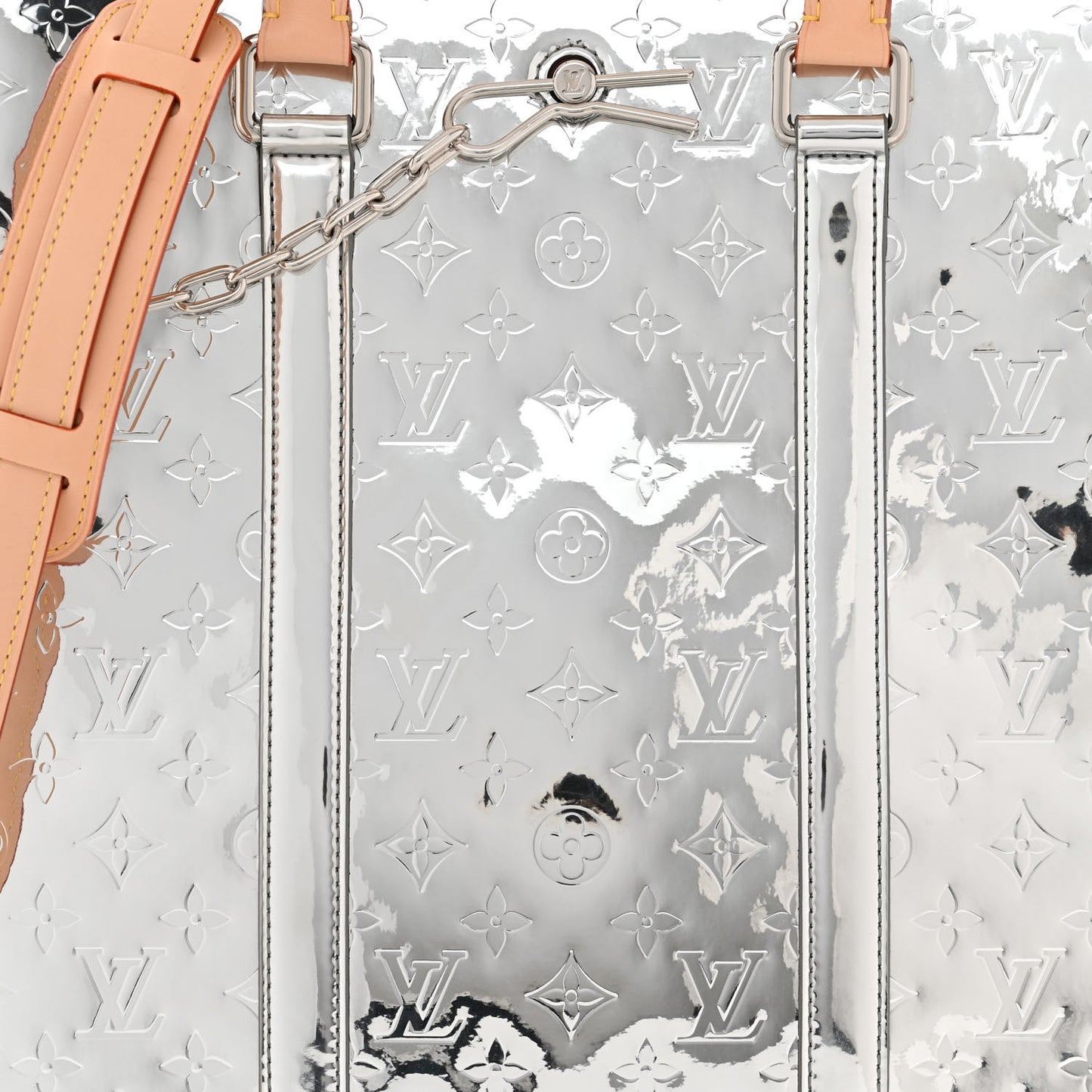 Monogram Mirror Sac Plat NM Silver