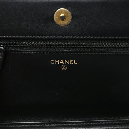 Chanel Calfskin Chevron Boy Wallet On Chain WOC Black 7 of 11