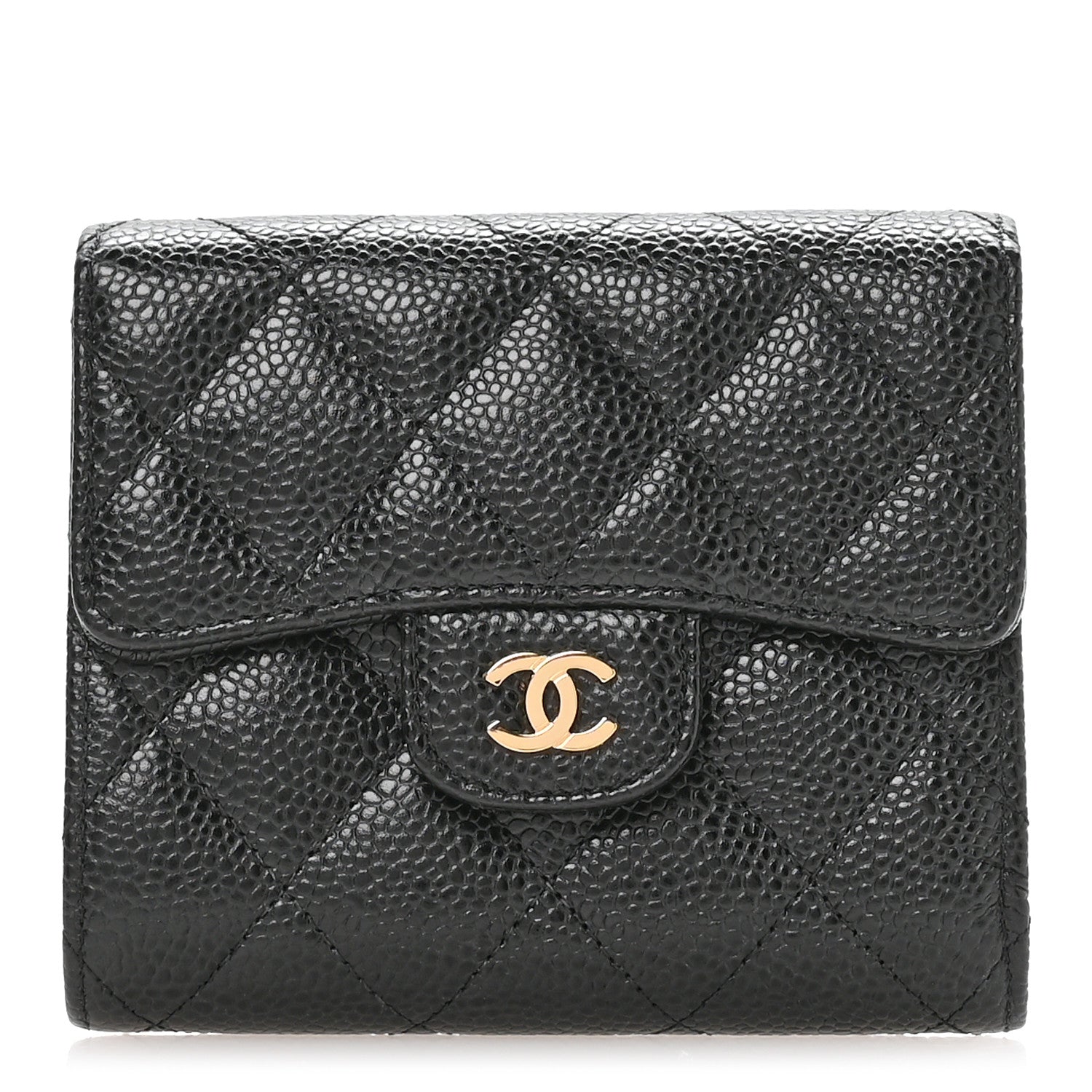 Chanel Caviar Quilted Compact Flap Wallet Black 1 of 9
