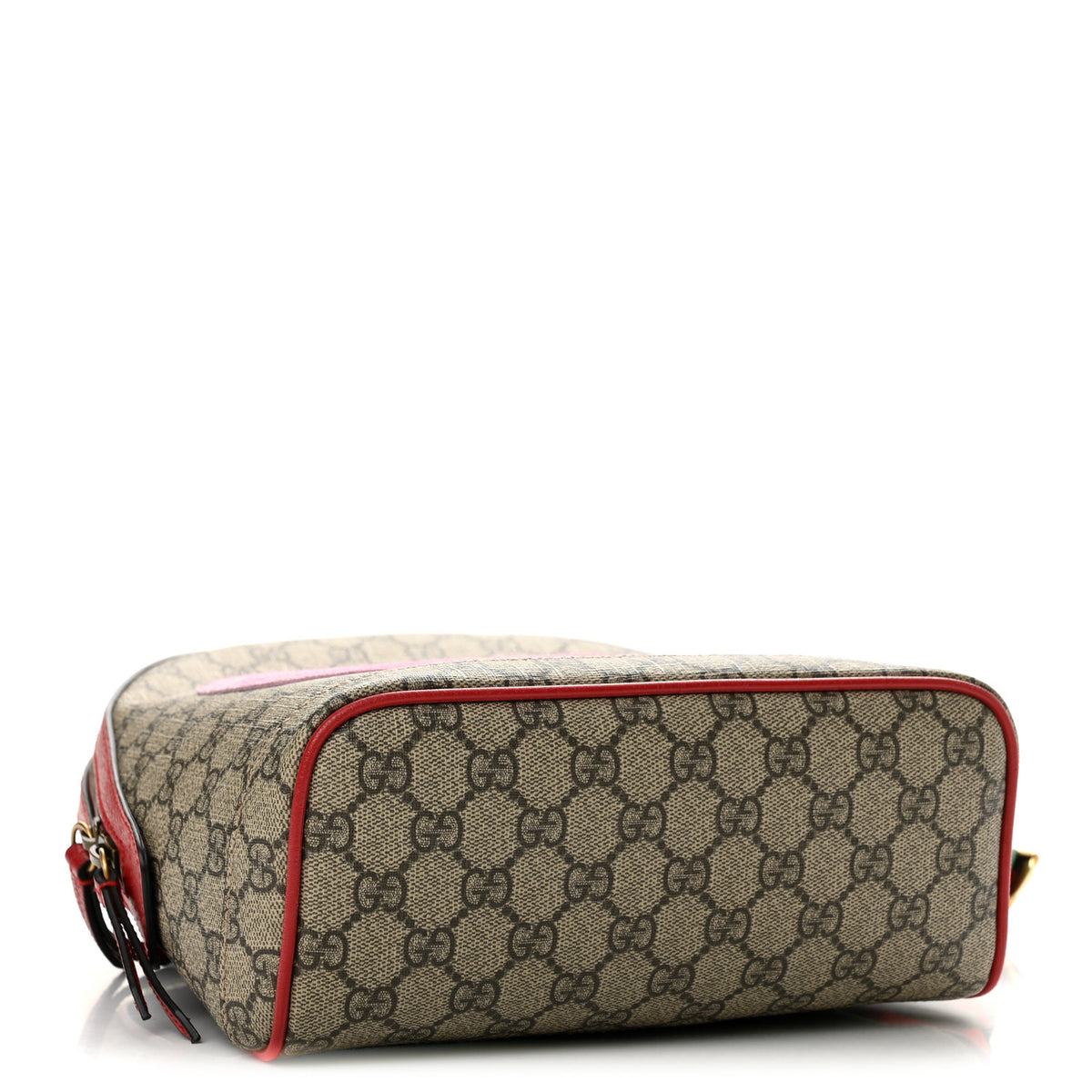 GG Supreme Monogram Web Bosco Patch Dome Backpack Beige Malva Hibiscus Red