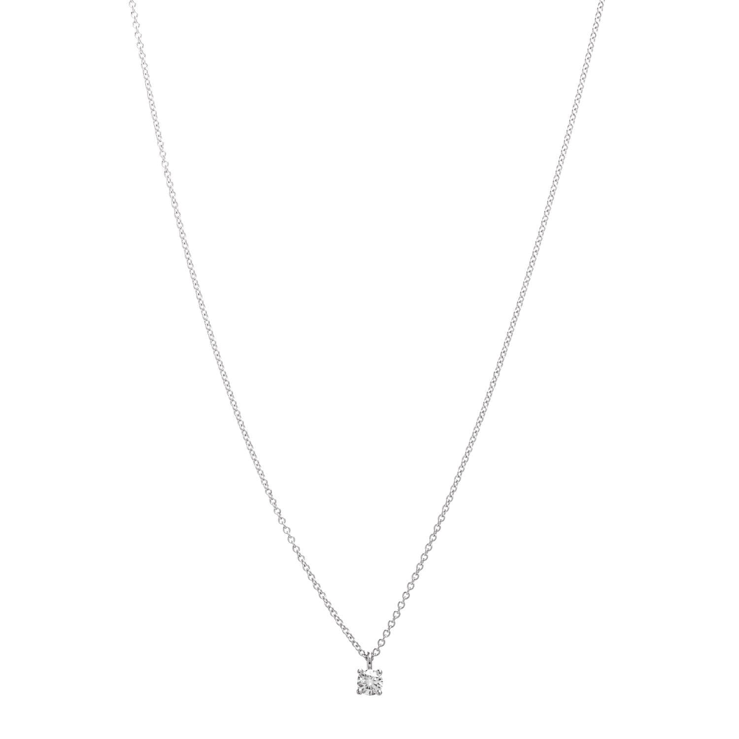 Tiffany Platinum Diamond .18ct Solitaire Pendant Necklace 1 of 4