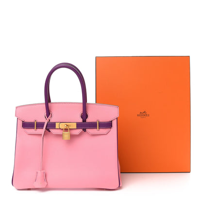 Hermes Epsom Horseshoe Bi Color Birkin 30 Rose Confetti Anemone 11 of 11