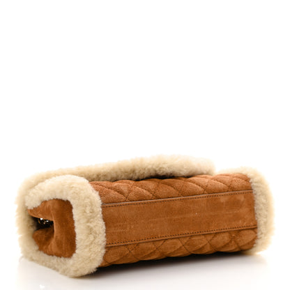 Saint Laurent Nubuck Shearling Mixed Matelasse Triquilt Small Monogram Satchel Ivory Natural Tan 4 of 10