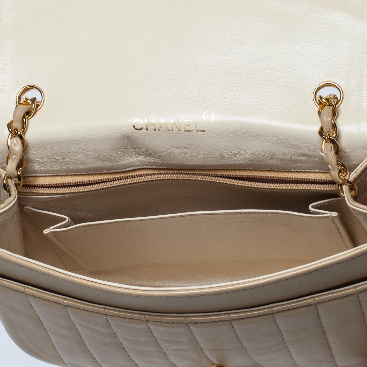 Lambskin Flap Bag Beige