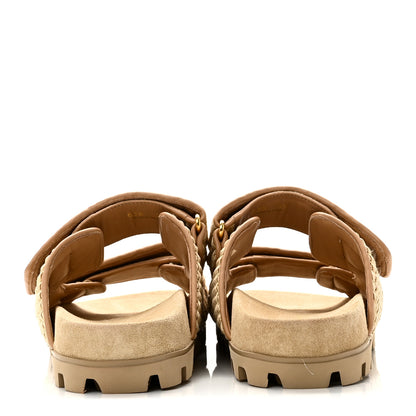 Miu Miu Raffia Logo Slide Sandals 39 Naturale 5 of 10