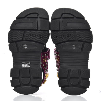 Gucci Nappa Mesh Crystal Embellished Studded Womens Aguru Sandals 36 Pink Black 6 of 9
