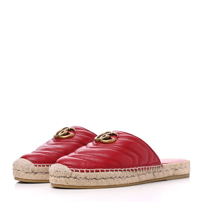 Gucci Nappa Matelasse GG Marmont Espadrille Slippers 37 Hibiscus Red 3 of 15