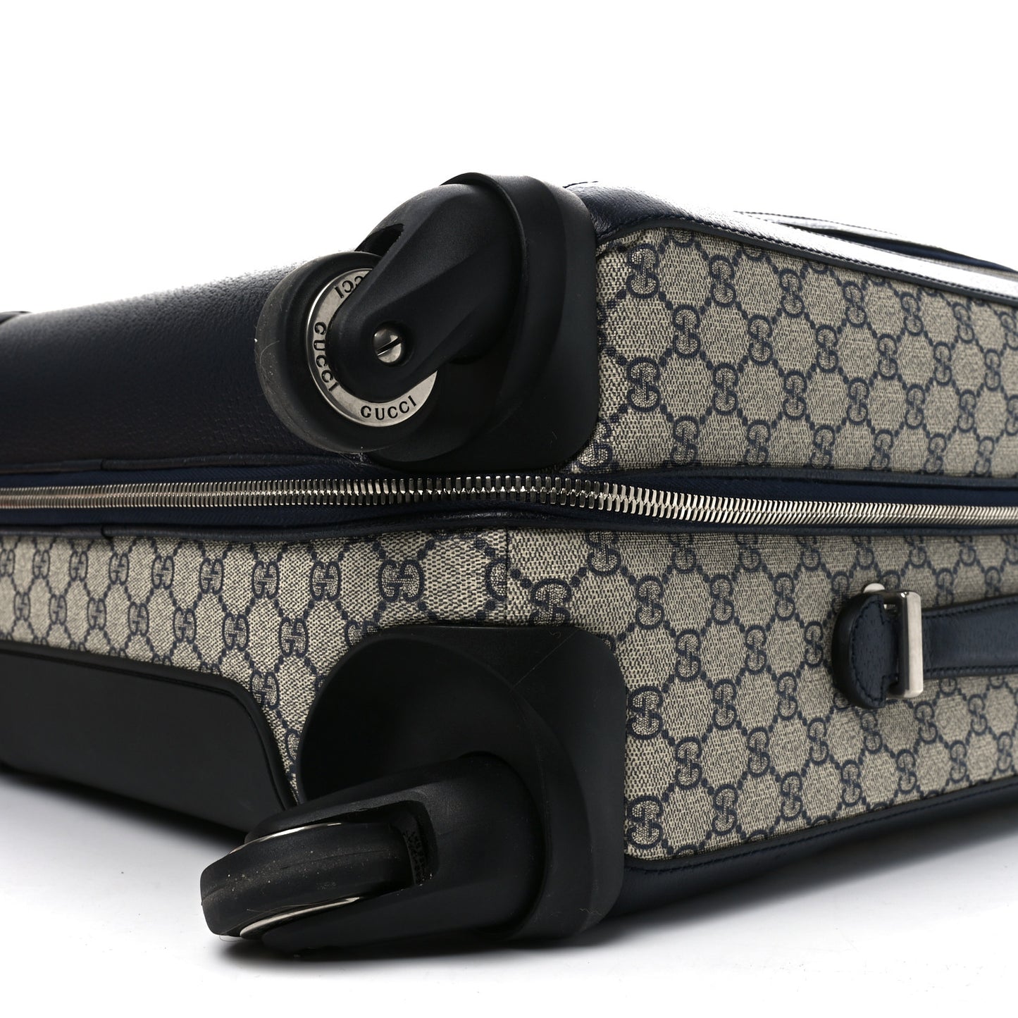 GG Supreme Monogram Textured Dollar Calfskin Web Savoy Cabin Plus Trolley Beige Blue