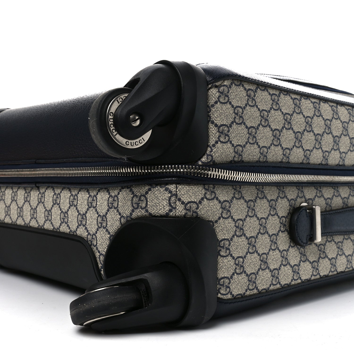 Gucci GG Supreme Monogram Textured Dollar Calfskin Web Savoy Cabin Plus Trolley Beige Blue 9 of 9