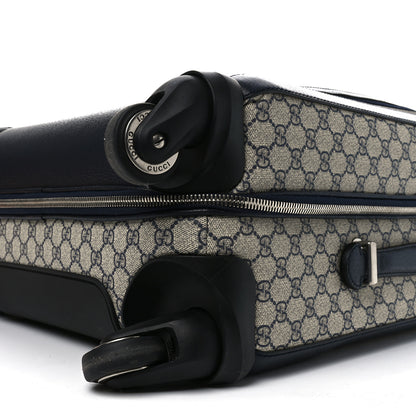 Gucci GG Supreme Monogram Textured Dollar Calfskin Web Savoy Cabin Plus Trolley Beige Blue 9 of 9
