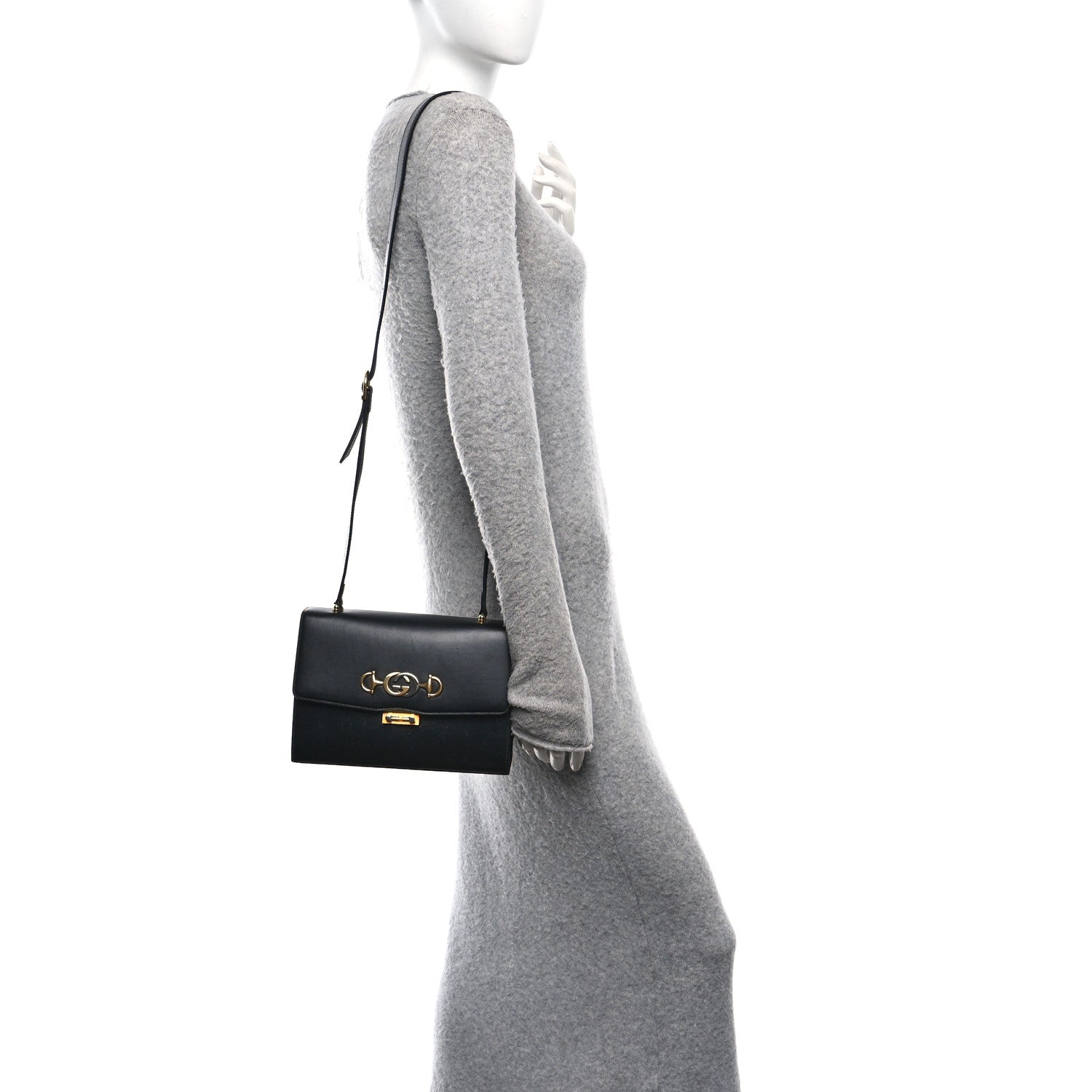 Gucci Smooth Calfskin Small Zumi Shoulder Bag Black 2 of 10