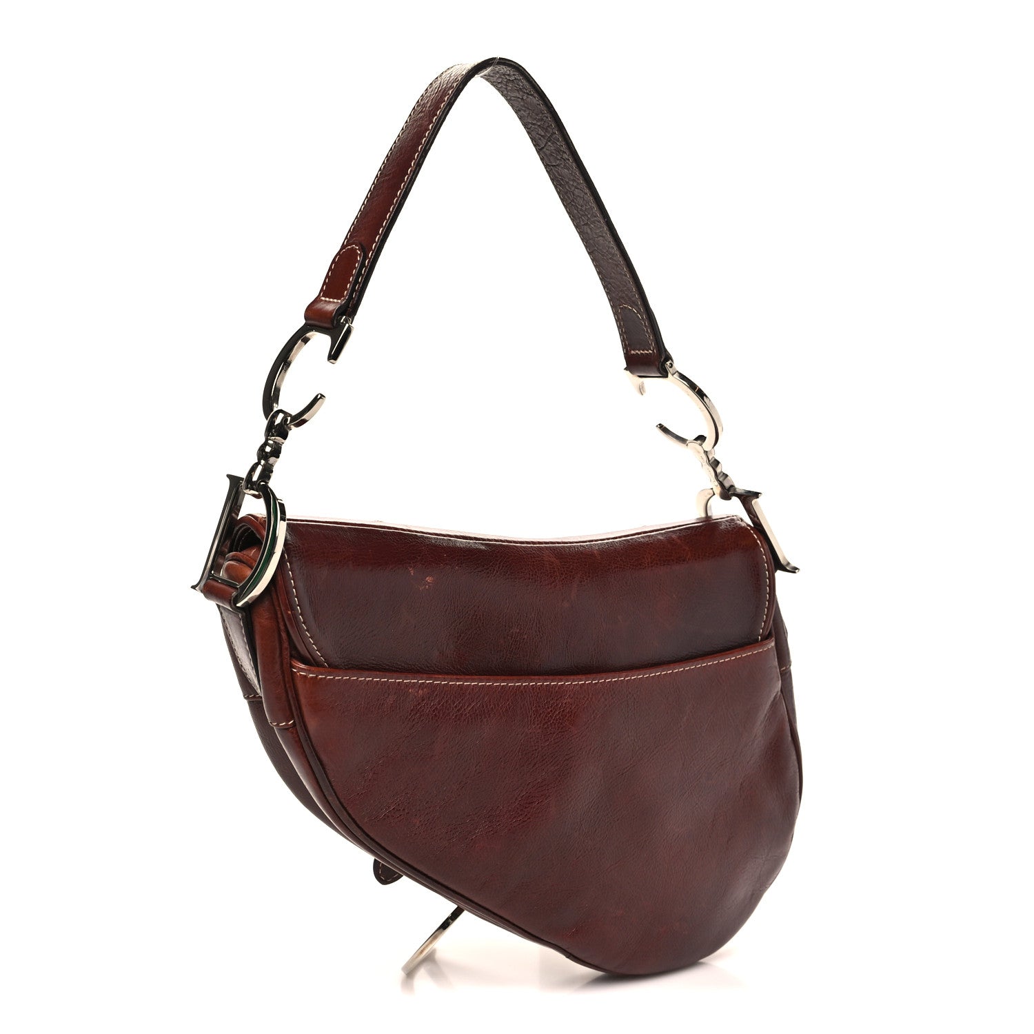 Christian Dior Calfskin Embroidered Romantic Flowers Saddle Bag Brown 3 of 13