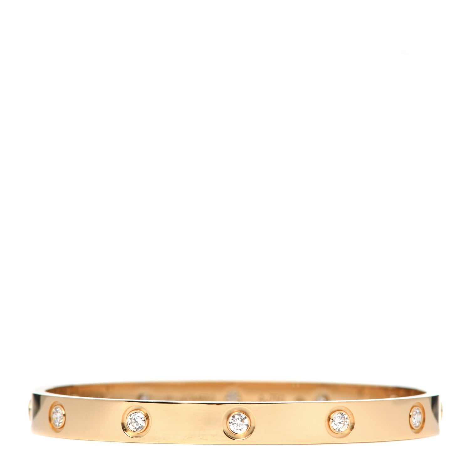 Cartier 18K Yellow Gold 10 Diamond LOVE Bracelet 17 1 of 8