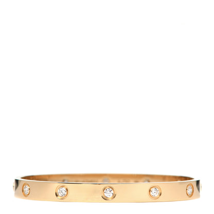 Cartier 18K Yellow Gold 10 Diamond LOVE Bracelet 17 1 of 8