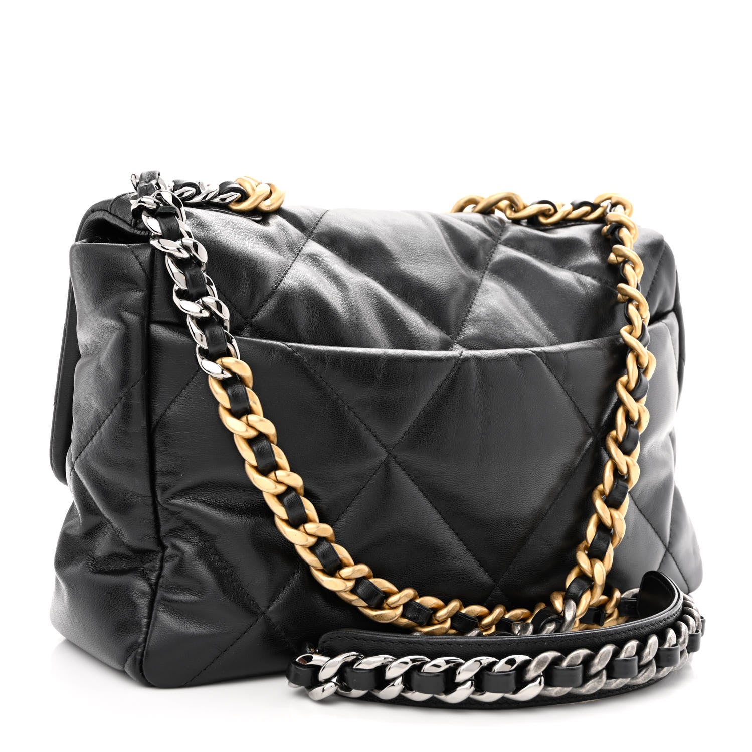 Chanel Goatskin Quilted Large Chanel 19 Flap Black 3 of 12