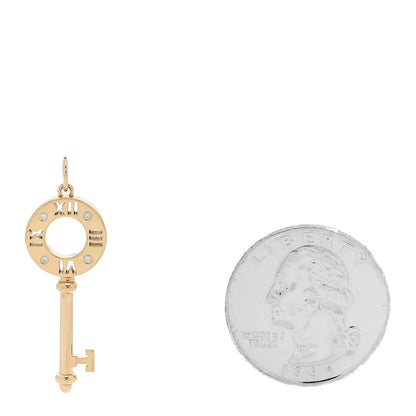 Tiffany 18K Yellow Gold Diamond Atlas Pierced Key Pendant 2 of 4