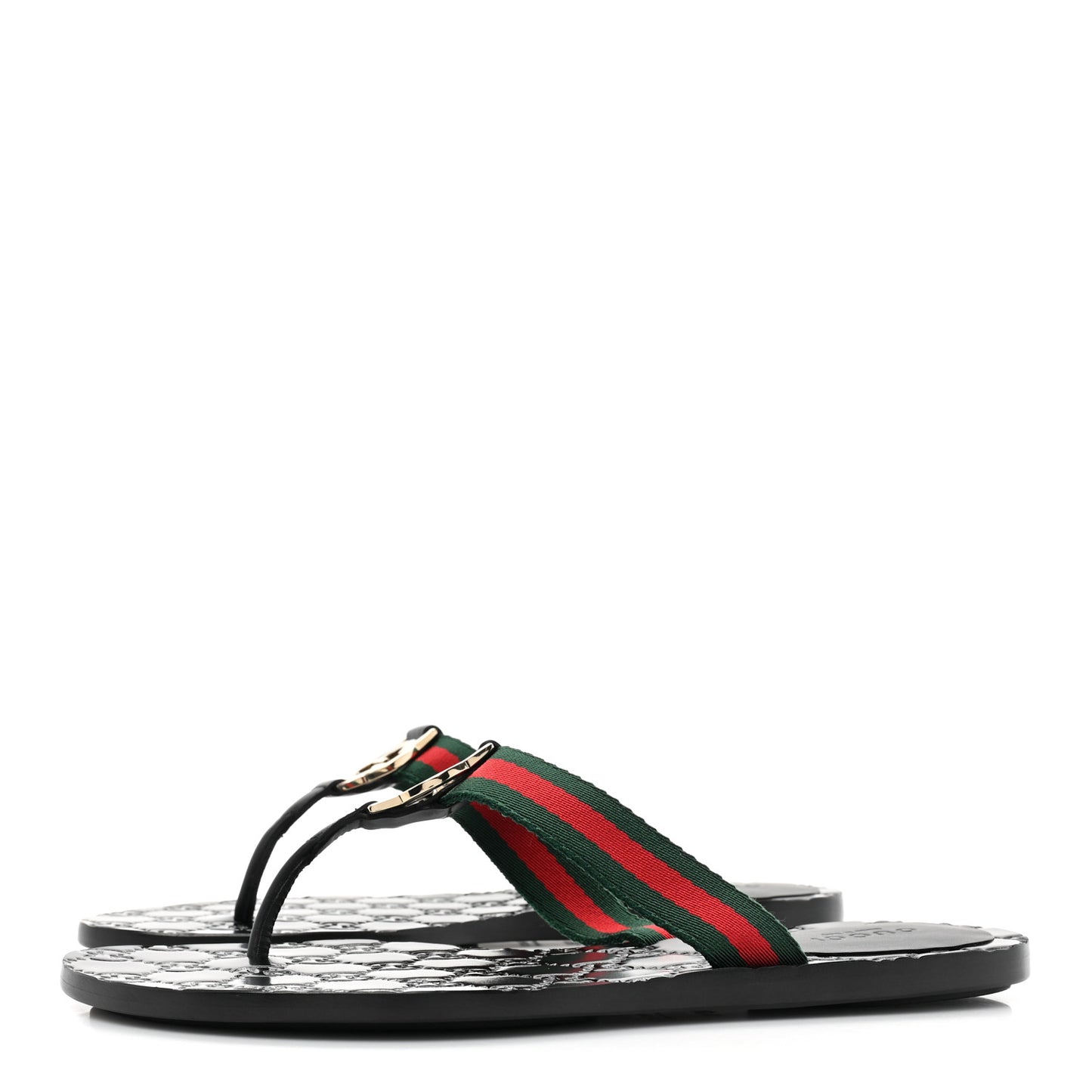 Nylon Guccissima Web Womens Thong Sandals 36.5 Green Red Black