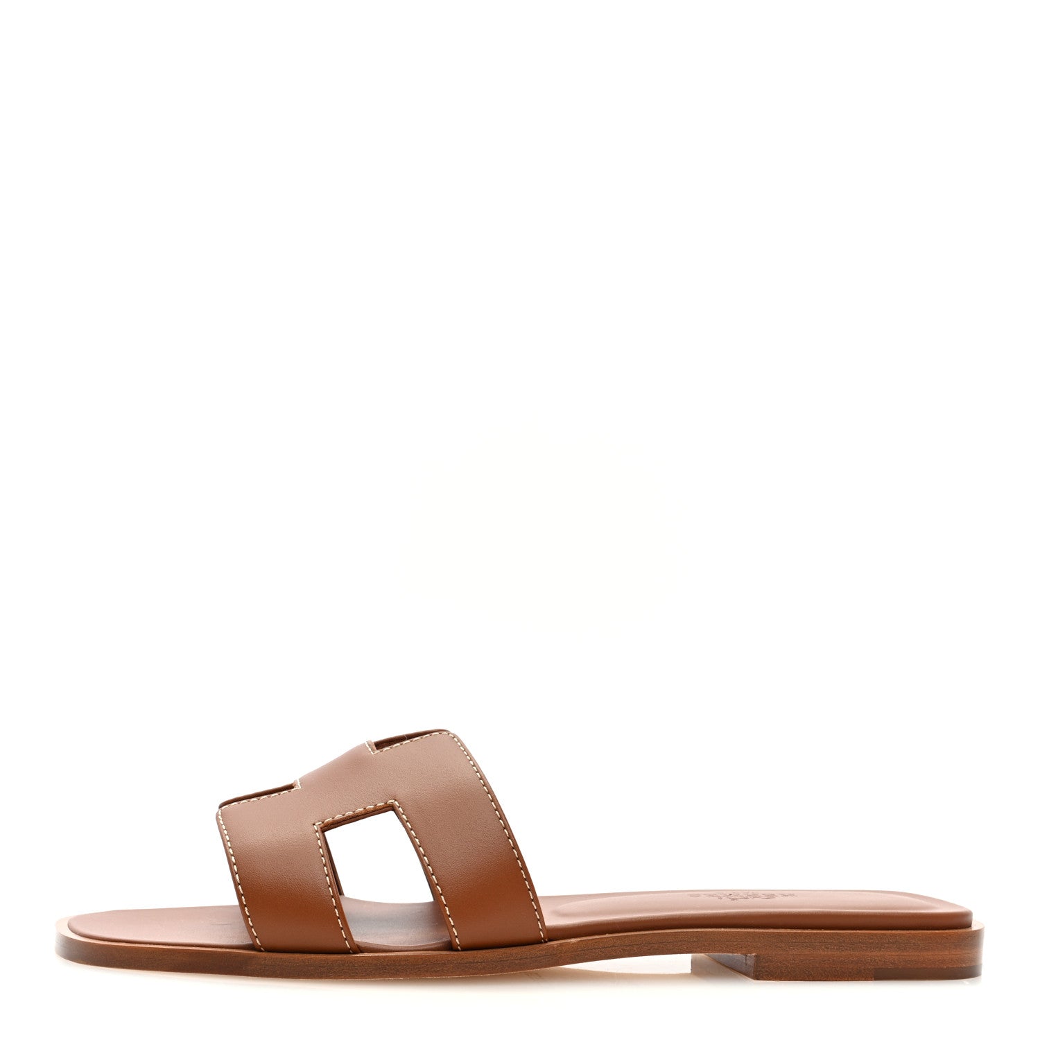 Hermes Box Calfskin Oran Sandals 37 Gold 1 of 9