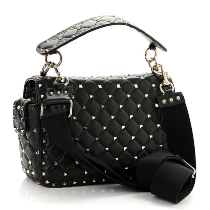 Valentino Garavani Lambskin Medium Rockstud Spike Shoulder Bag Black 2 of 8