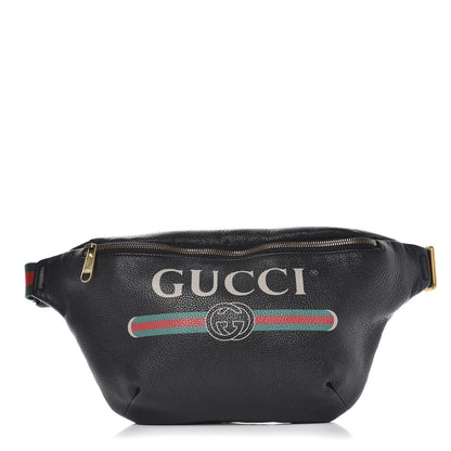 Gucci Grained Calfskin Logo Belt Bag Black 1 of 8