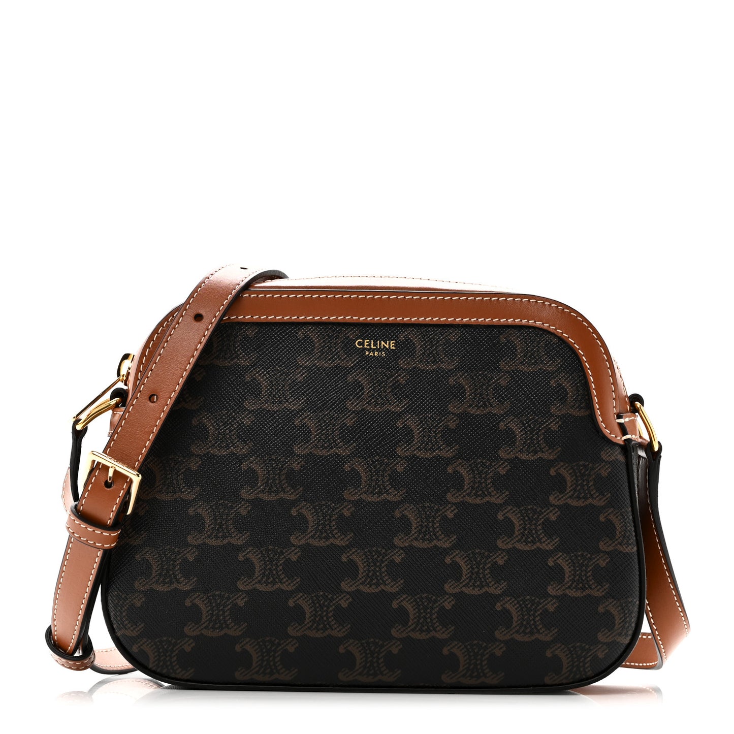 Triomphe Canvas Small Camera Bag Tan