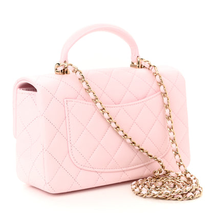 Chanel Lambskin Quilted Mini Top Handle Rectangular Flap Light Pink 3 of 11
