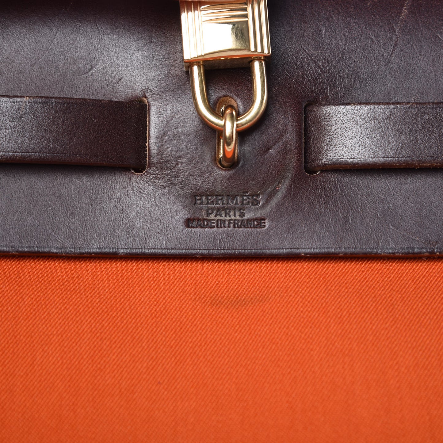 Toile Vache Calfskin Herbag 30 PM Orange Red