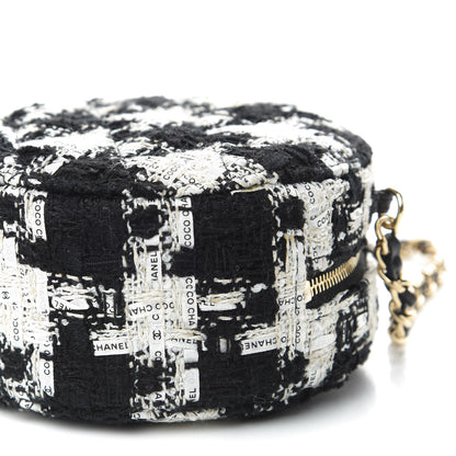 Chanel Tweed Round Clutch With Chain Black White 6 of 10