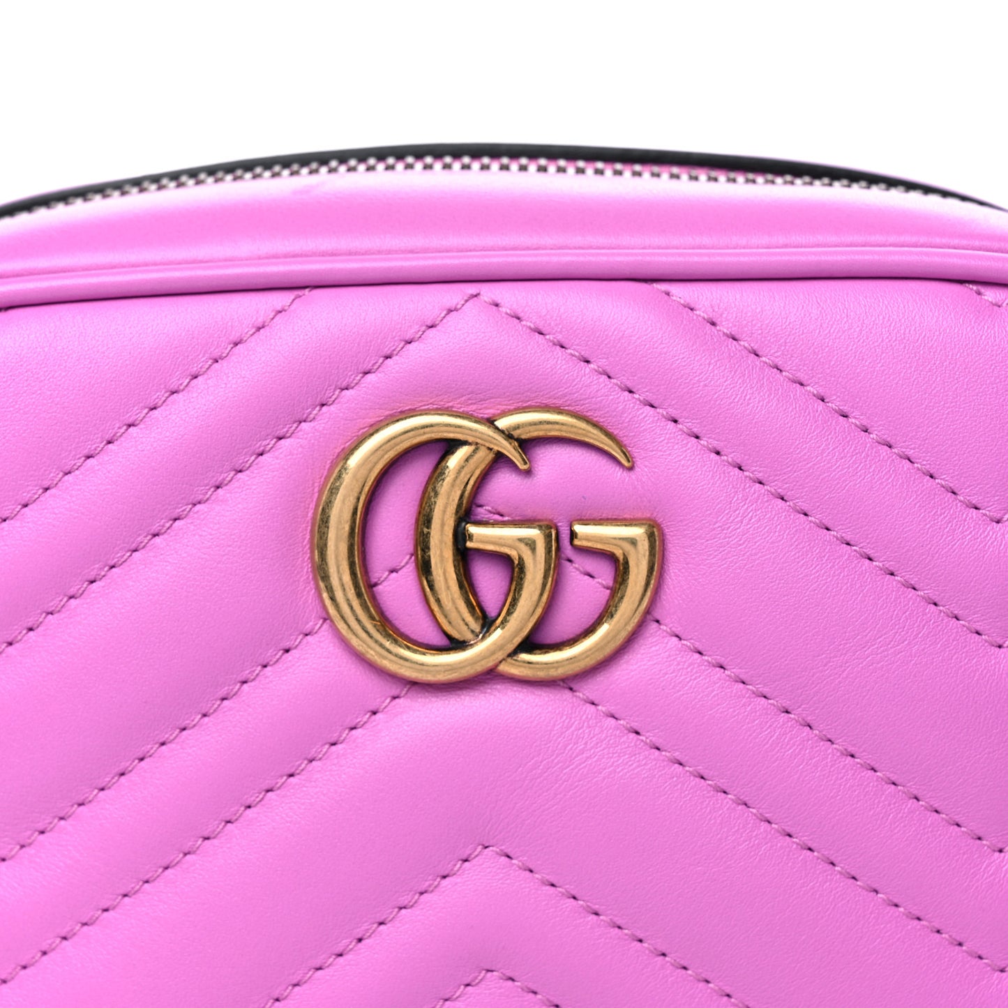 Calfskin Matelasse Mini GG Marmont Chain Shoulder Bag Candy Mousse