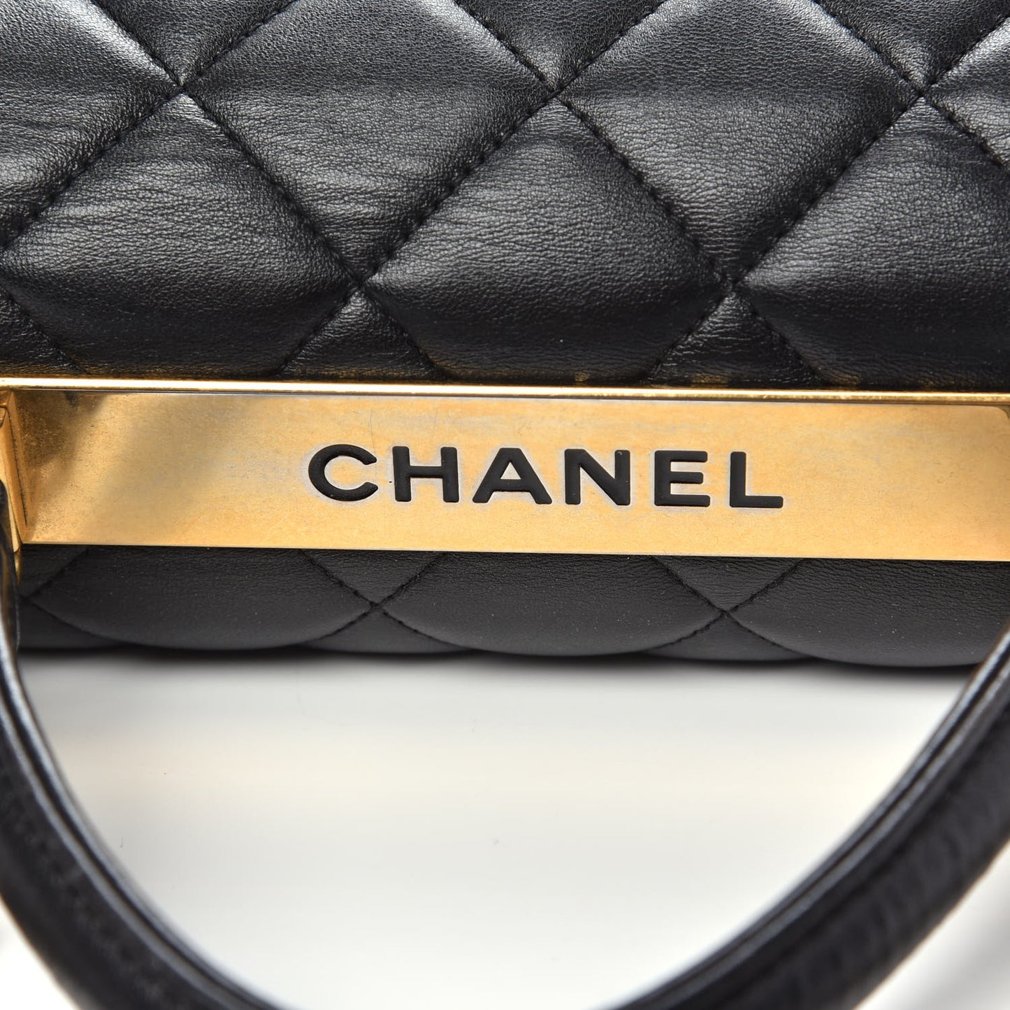 Lambskin Quilted Large Trendy CC Dual Handle Flap Bag Black
